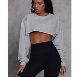 Joah Brown Dark Gray Cutoff Sweatshirt - One Size. Brand New